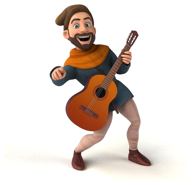 Divertenti cartoni animati 3D uomo medievale