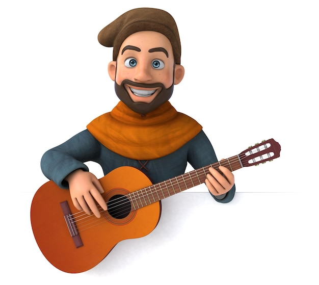 Divertenti cartoni animati 3D uomo medievale