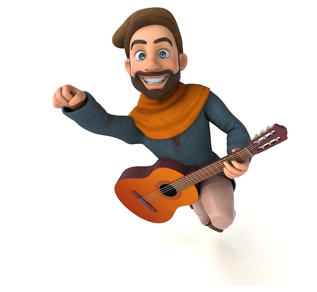 Divertenti cartoni animati 3D uomo medievale