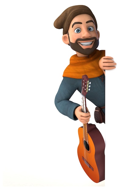 Divertenti cartoni animati 3D uomo medievale