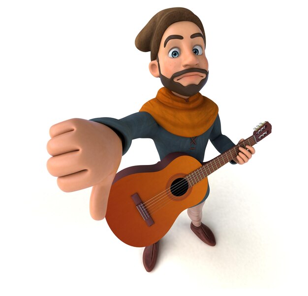 Divertenti cartoni animati 3D uomo medievale