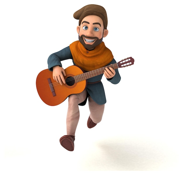 Divertenti cartoni animati 3D uomo medievale