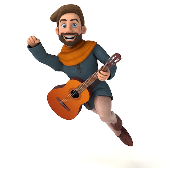 Divertenti cartoni animati 3D uomo medievale