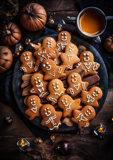 Divertenti e deliziosi biscotti allo zenzero per Halloween Notte di Halloween Ai generativa