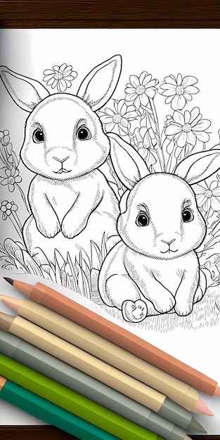Divertimento colorato con simpatici coniglietti da colorare per bambini