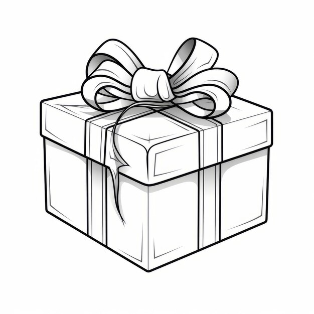 Divertimento festivo Una deliziosa pagina da colorare di una scatola regalo 2D