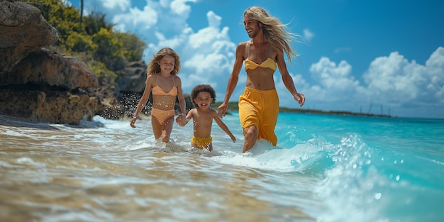 divertimento in famiglia in acqua