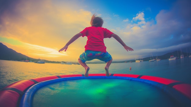 Divertimento senza limiti sul trampolino d'acqua