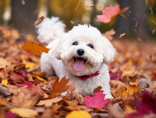 Divertirsi in autunno con un Bichon Frise