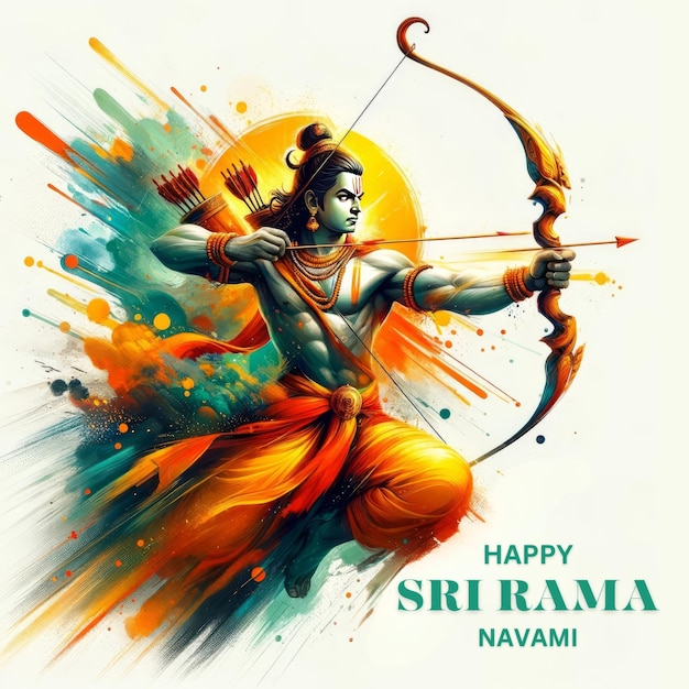 Divin Archery Signore Rama Illustrazione per Sri Rama Navami desidera