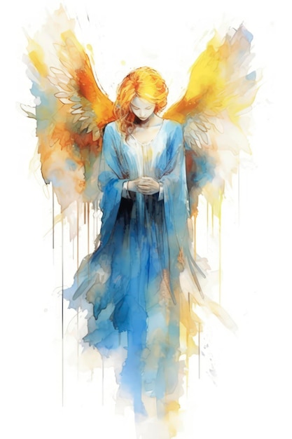 Divine Wings Un angelo che prega in una chiesa IA generativa