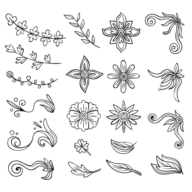 Divisori di testo disegnati a mano collezione di ornamenti vintage confini vintage e allori di nozze