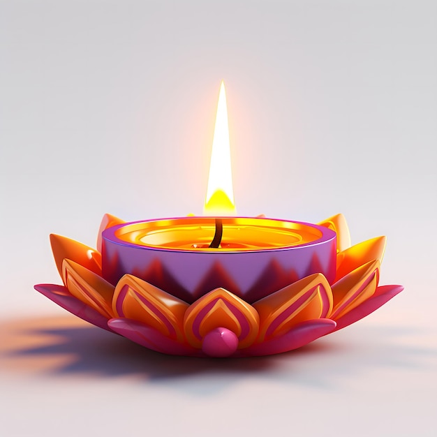 Diwali Diya con rendering 3D realistico creato con l'intelligenza artificiale generativa