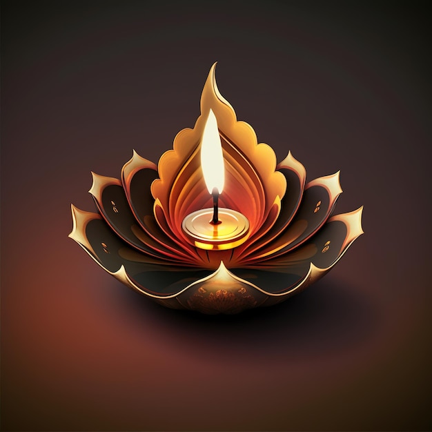 Diwali diya o festival isolato delle luci della lampada a olio Generative ai