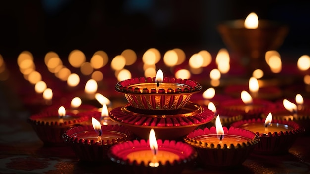 Diwali diya o festival isolato delle luci della lampada a olio Generative ai