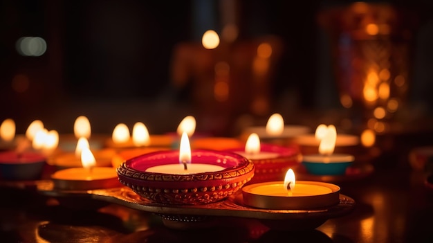 Diwali diya o festival isolato delle luci della lampada a olio Generative ai