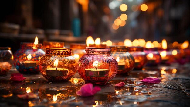 Diwali Diya o lampada a olio sulla festa indiana delle luci e della decorazione