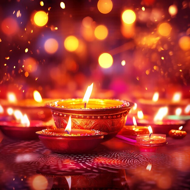 Diwali diya o lampada a olio sulle strade indiane festival delle luci Generativo ai