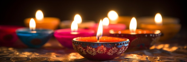 Diwali festa indù delle luci celebrazione lampade a olio Diya