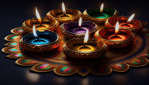 Diwali il trionfo della luce e della gentilezza Festa indù delle luci celebrazione Diya lampade a olio 24 ottobre