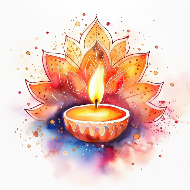 Diwali illumina l'illustrazione dell'acquerello AI GenerativexA