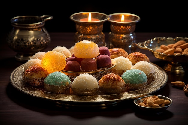 Diwali Sweets Food Extravaganza realizzato con intelligenza artificiale generativa