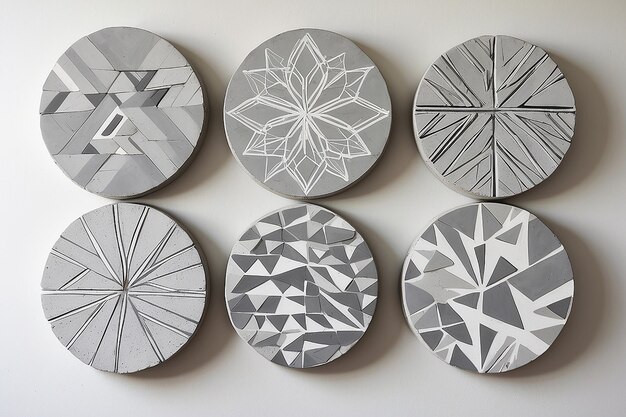 DIY Concrete Coaster Wall Art con modelli geometrici