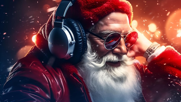 DJ Babbo Natale in cuffia alla festa di Capodanno