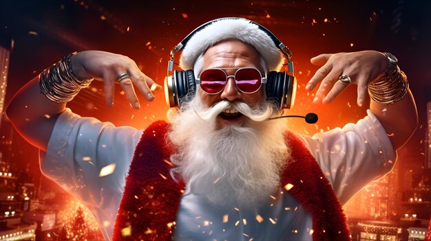 DJ Babbo Natale in cuffia alla festa di Capodanno