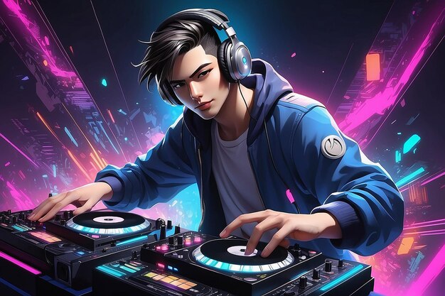 DJ di personaggi d'anime che suona musica