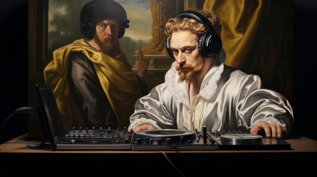 DJ maschio in un dipinto di un artista rinascimentale