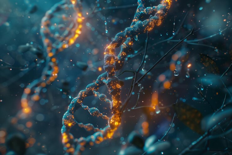 DNA gene helix spiral molecule structure By generative Ai