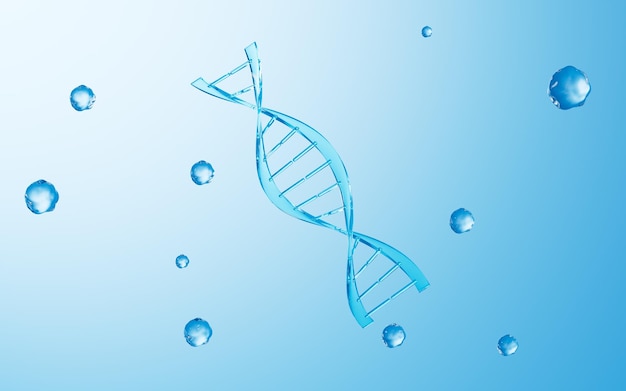 DNA nel rendering 3d di sfondo blu Disegno digitale