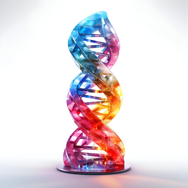 DNA su sfondo bianco rendering 3D foto di alta qualità