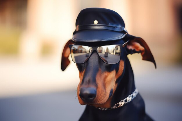 Doberman cappello occhiali ufficiale Animale di razza canina Genera Ai