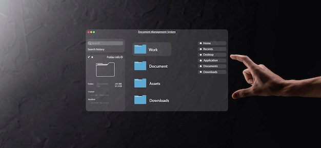 document management concept virtual screen icons document management system dms online document database software for efficient archiving searching and management of company files and data