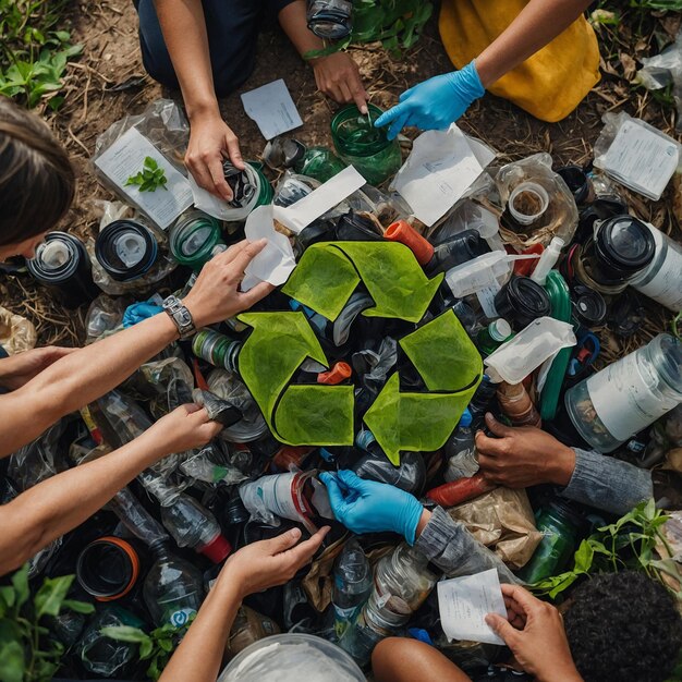 Documento atti di cura verso l'ambiente come il riciclaggio sforzi di conservazione e comunità