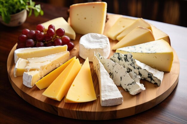 Dodici fette di diversi tipi di formaggio su un piatto di formaggio