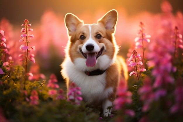 Dog Portrait Flower Companion IA generativa