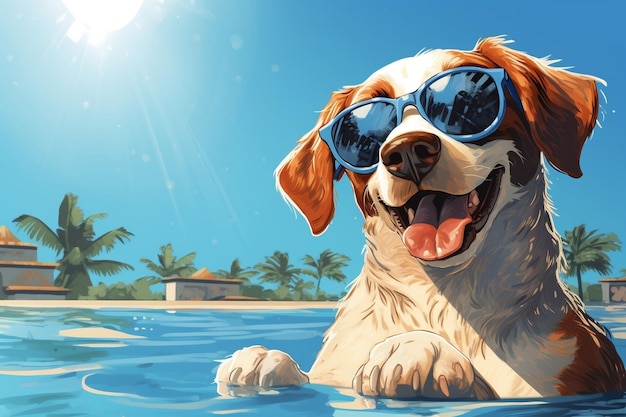 Doggy Vacation Poolside Fun Generative Ai