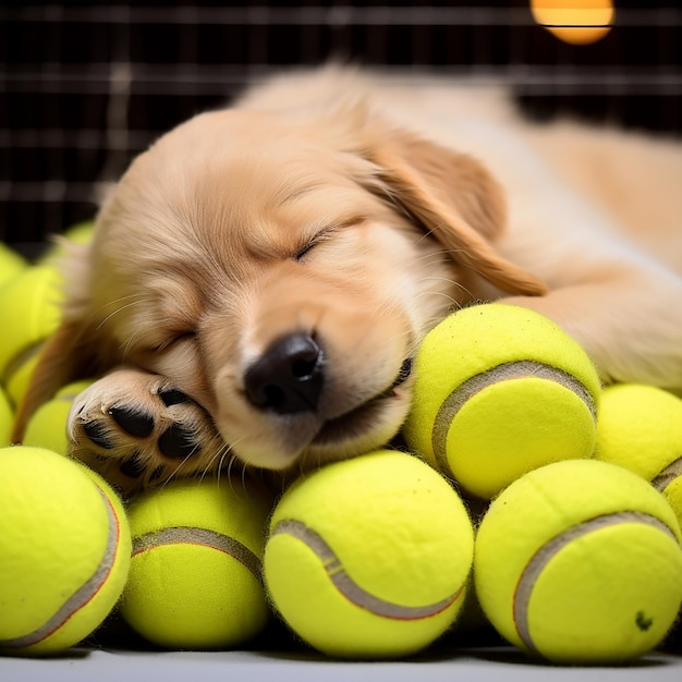 Dolce bambino animale sul campo da tennis sport