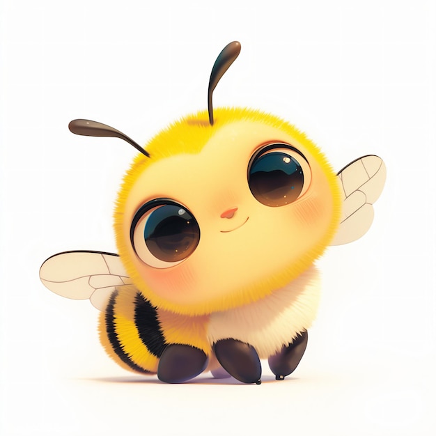Dolce bambino api in stile cartone animato 3D con occhi grandi personaggio animale Kawaii