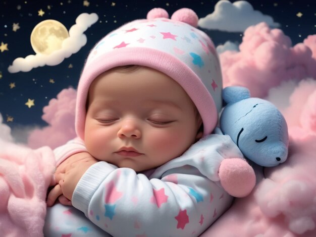 dolce bambino celeste nuvola del sonno