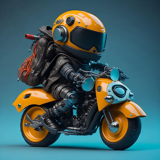 Dolce coniglio robot motociclista