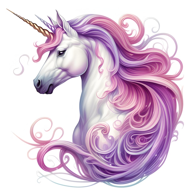 Dolce e magico unicorno Una bellissima illustrazione di una faccia di cavallo rosa