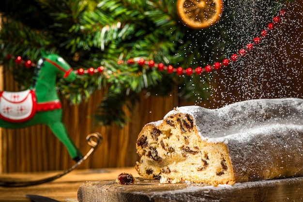 Dolce Natale Torta Stollen Festive Cibo Fatto In Casa