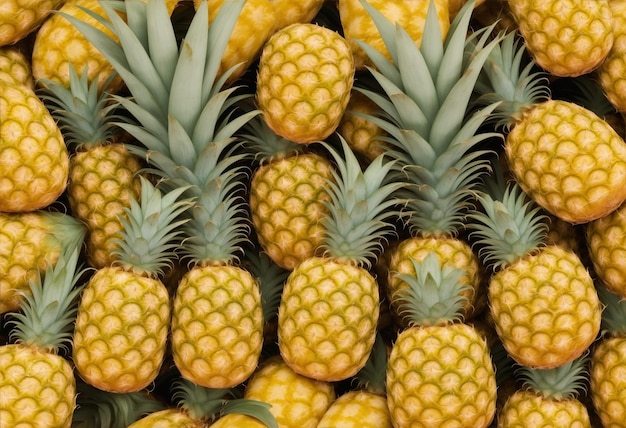 Dolci ananas gialli sul tavolo.