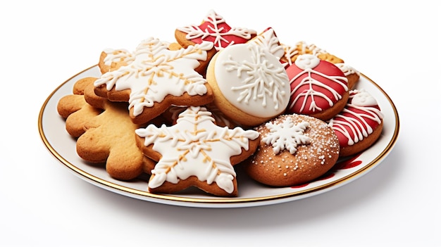 Dolci di Natale biscotti isolati sfondo bianco AI arte generata