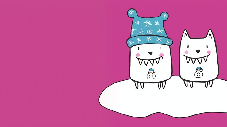 Foto dolci orsi polari dei cartoni animati nel paese delle meraviglie invernali