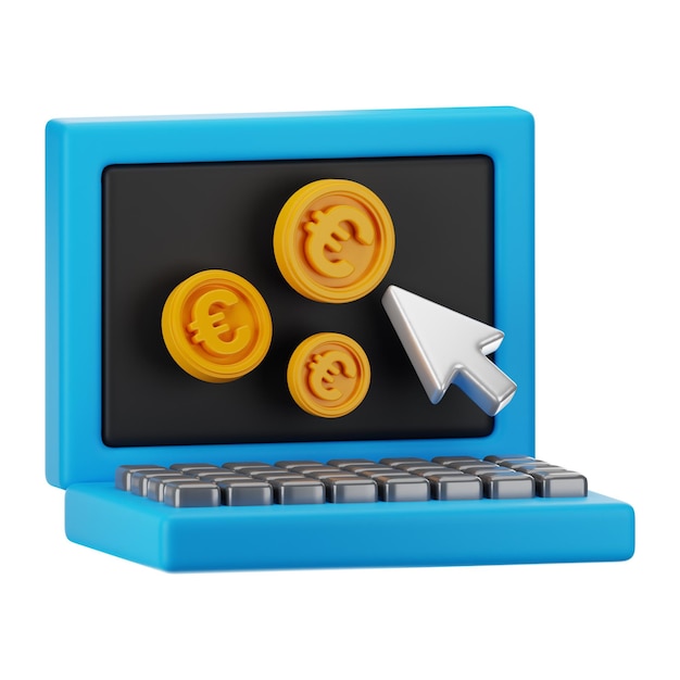 Dollar Finance coin icona del computer 3D Rendering su sfondo isolato